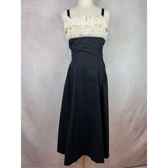Vintage Late 1940s Black Dress Stunning Art Deco - Picture 1 of 13